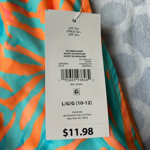Kids Tropical Swim Trunks - Orange and Blue - Picture 3 of 4